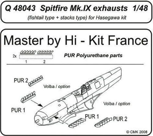 CMK Spitfire Mk. IX exhausts für Hasegawa Bausatz  (129-Q48043)