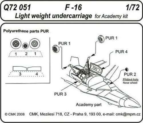 CMK F-16 Light weight Undercarriage für Academy Bausatz  (129-Q72051)