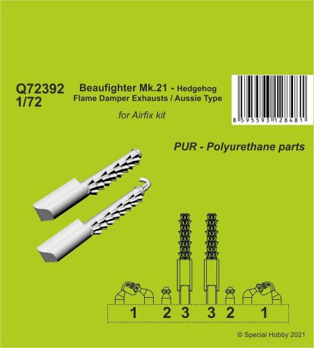 CMK Beaufighter Mk.21 - Hedgehog Flame Damper Exhausts / Aussie Type 1:72 (129-Q72392)