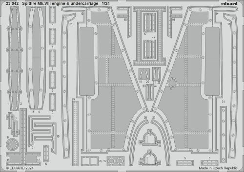 Eduard Spitfire Mk.VIII engine & undercarriage AIRFIX 1:24 (23042)