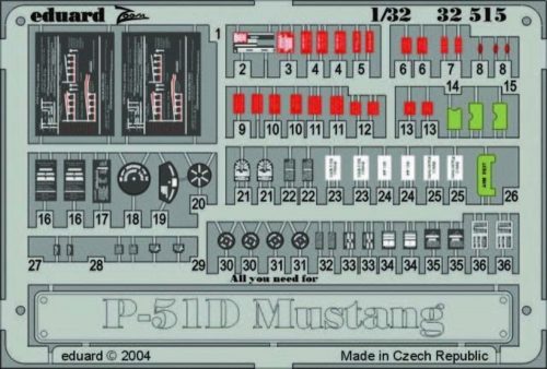 Eduard P-51D Mustang placards 1:32 (32515)