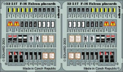 Eduard F-16 Falcon Placards für Hasegawa Bausatz 1:32 (32517)