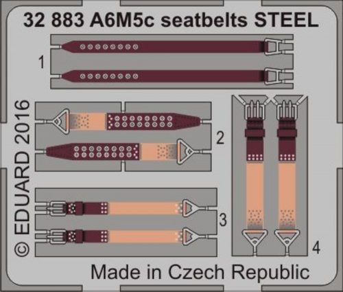 Eduard A6M5c seatbelts STEEL for Hasegawa 1:32 (32883)