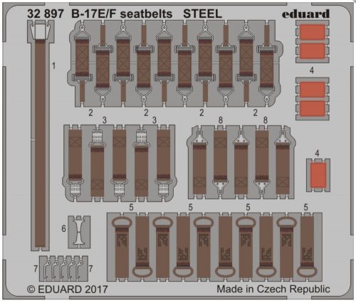 Eduard B-17E/F seatbelts STEEL for HKM 1:32 (32897)