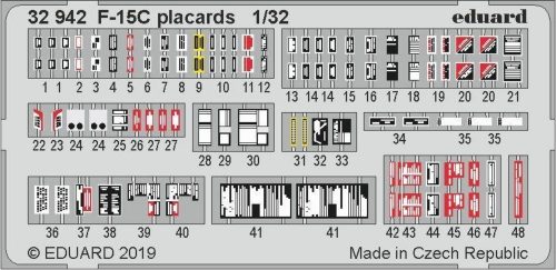 Eduard F-15C placards for Tamiya 1:32 (32942)