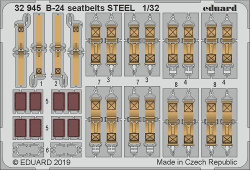 Eduard B-24 seatbelts STEEL for Hobby Boss 1:32 (32945)