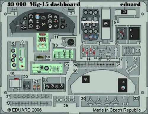 Eduard Mig-15 dashboard 1:32 (33008)