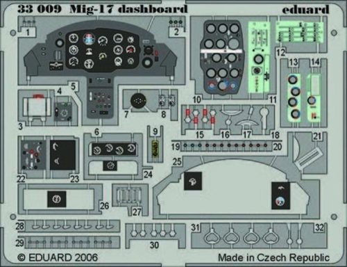 Eduard Mig-17 dashboard Für Trumpeter Bausatz 1:32 (33009)