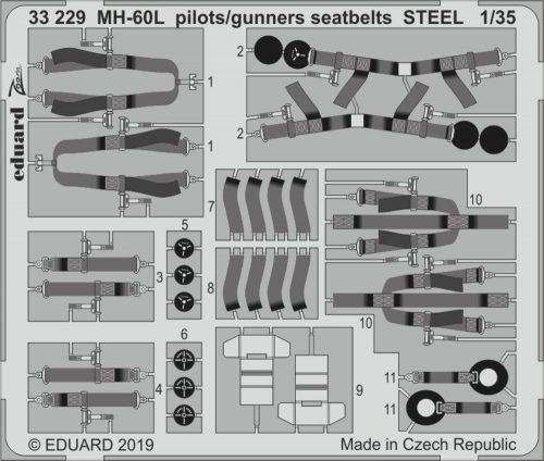 Eduard MH-60L pilots/gunners seatbelts STEEL for Kitty Hawk 1:35 (33229)