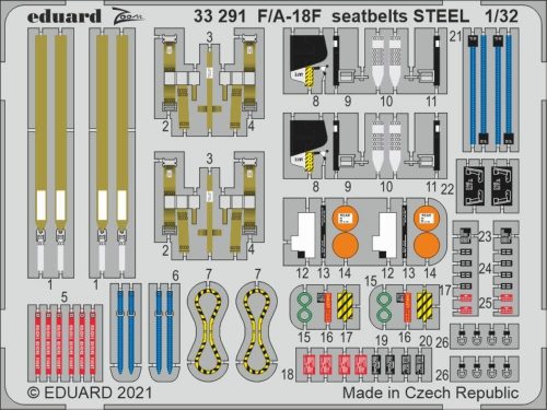 Eduard F/A-18F seatbelts STEEL, for REVELL 1:32 (33291)