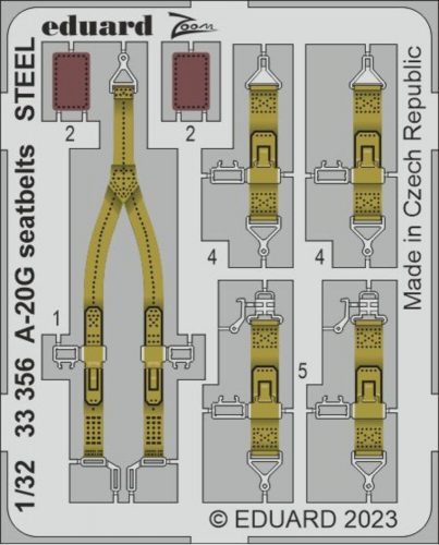 Eduard A-20G seatbelts STEEL 1/32 HKM 1:32 (33356)