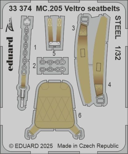 Eduard MC.205 Veltro seatbelts STEEL  ITALERI 1:32 (33374)