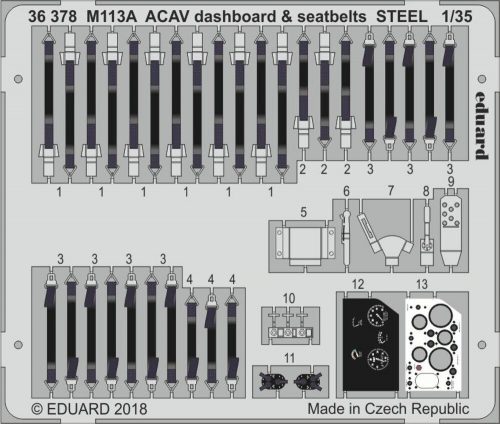 Eduard M113A ACAV dashboard & seatbelts STEEL for AFV Club 1:35 (36378)