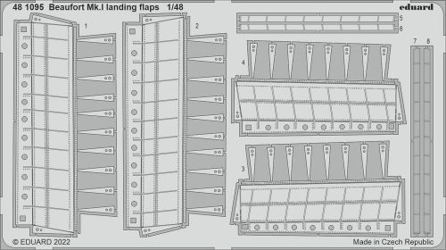 Eduard Beaufort Mk.I landing flaps for ICM 1:48 (481095)