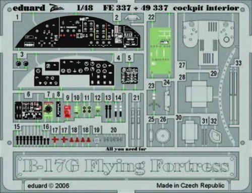 Eduard B-17G Flying Fortress cockpit interior für Revell/Monogram Bausatz 1:48 (49337)