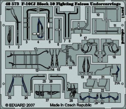 Eduard F-16CJ Block 50 Fighting Falcon undercarriage für Tamiya Bausatz 1:48 (49390)