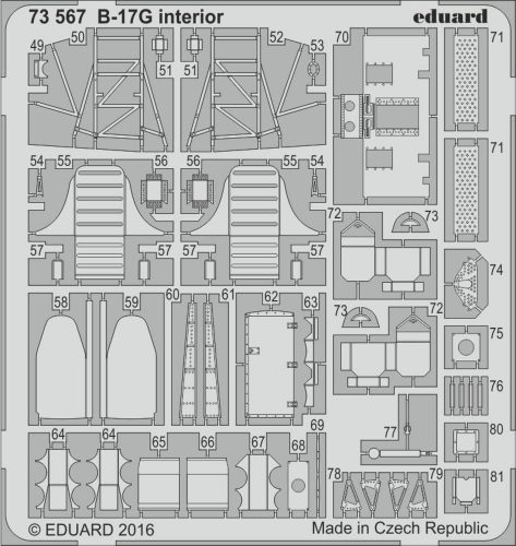 Eduard B-17G cockpit interior for Airfix 1:72 (73567)