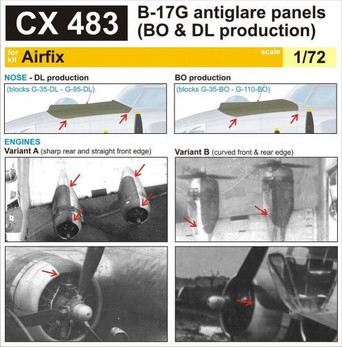 Eduard B-17G antiglare panels(BO&DL produktion) for Airfix 1:72 (CX483)