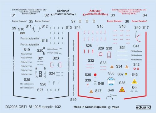 Eduard Bf 109E stencils for Eduard 1:32 (D32005)