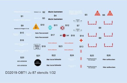Eduard Ju 87 stencils for HASEGAWA/TRUMPETER/REVELL 1:32 (D32019)