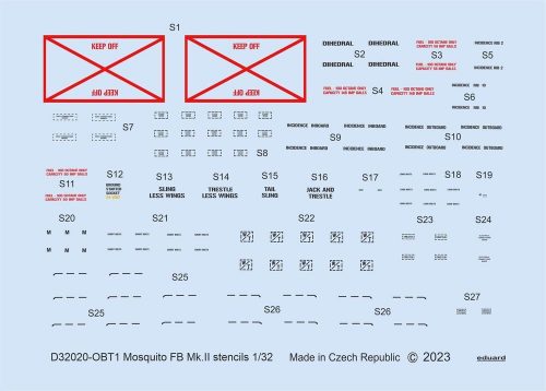 Eduard Mosquito FB Mk.II stencils 1/32 for TAMIYA 1:32 (D32020)