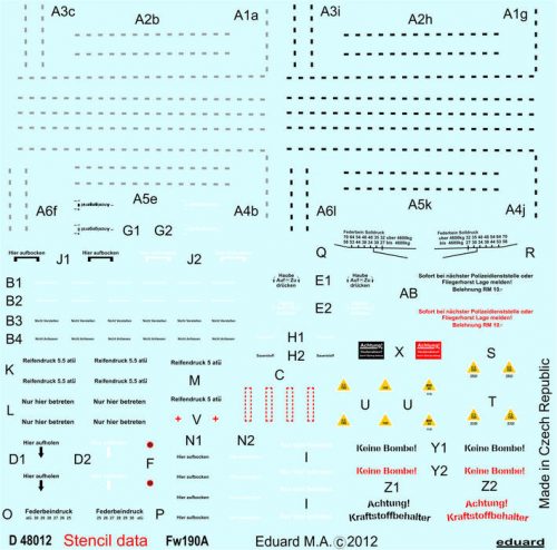 Eduard Fw 190A stencils 1:48 (D48012)