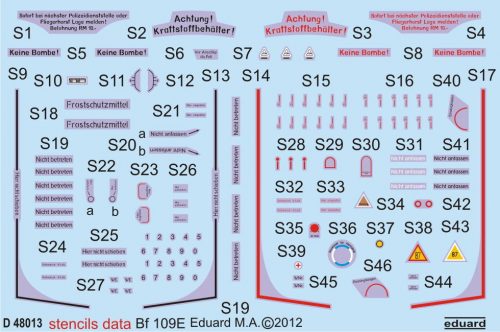 Eduard Bf 109E stencils 1:48 (D48013)