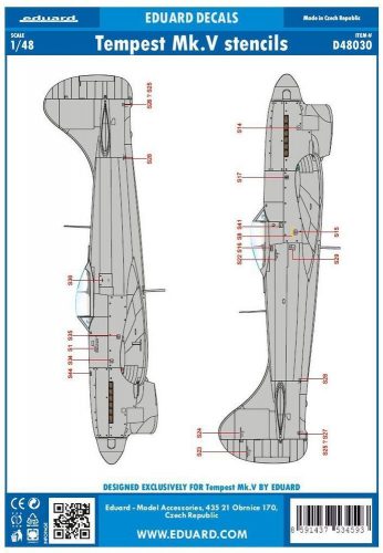 Eduard Tempest Mk.V stencils for Eduard 1:48 (D48030)