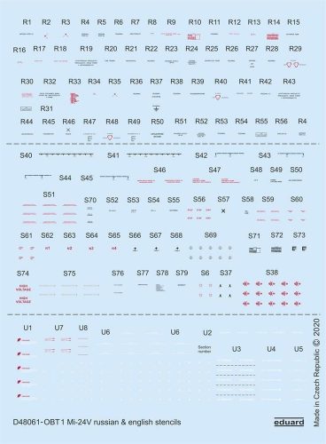 Eduard Mi-24V stencils Russian & English for Zvezda 1:48 (D48061)