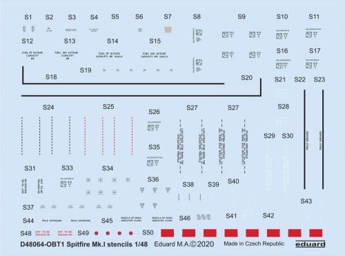 Eduard Spitfire Mk.I stencils for Eduard 1:48 (D48064)