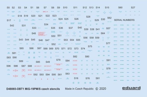 Eduard MiG-19 stencils Czech for Eduard 1:48 (D48065)