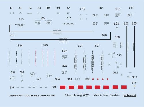 Eduard Spitfire Mk.II stencils for Eduard 1:48 (D48067)