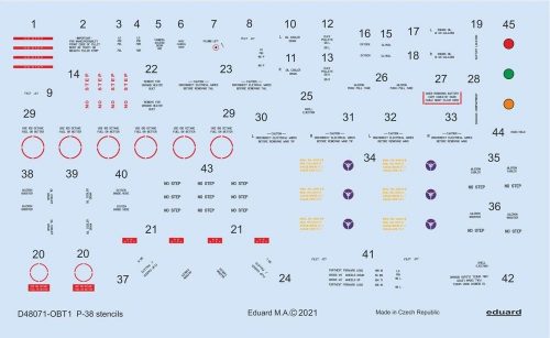 Eduard P-38 stencils 1/48 for TAMIYA/ACADEMY/HASEGAWA 1:48 (D48071)