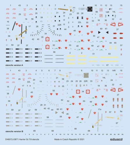 Eduard Harrier Gr.7/9 stencils 1/48 for REVELL/HASEGAWA 1:48 (D48072)