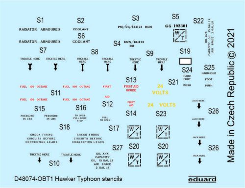 Eduard Hawker Typhoon stencils 1/48 for HASEGAWA 1:48 (D48074)