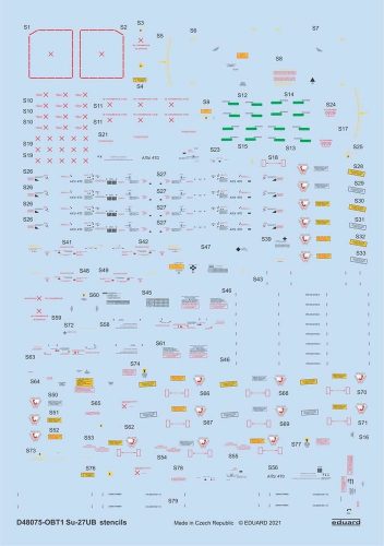 Eduard Su-27UB stencils 1/48 for ACADEMY/KITTY HAWK/GWH 1:48 (D48075)