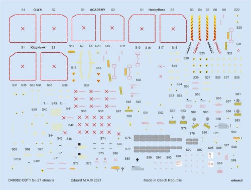 Eduard Su-27 stencils 1/48 for ACADEMY/KITTY HAWK/HOBBY BOSS/GWH 1:48 (D48082)