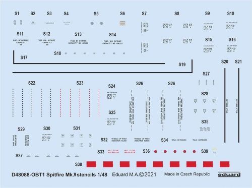 Eduard Spitfire Mk.V stencils 1/48 for EDUARD 1:48 (D48088)