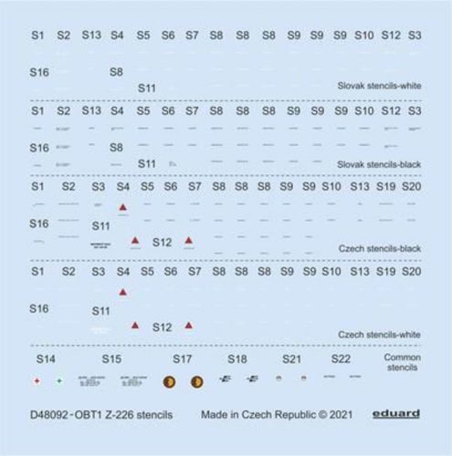 Eduard Z-226 stencils for EDUARD 1:48 (D48092)