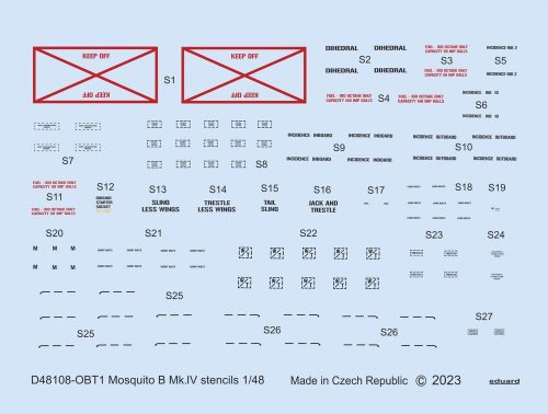 Eduard Mosquito B Mk.IV stencils for TAMIYA/REVELL 1:48 (D48108)