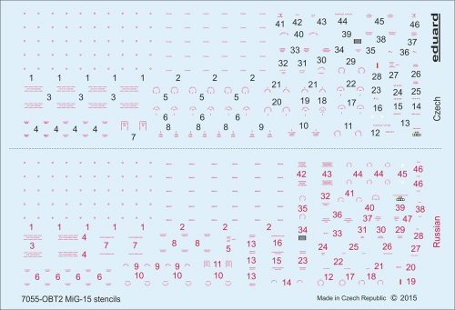Eduard MiG-15/ MiG-15bis stencils for Eduard 1:72 (D72007)