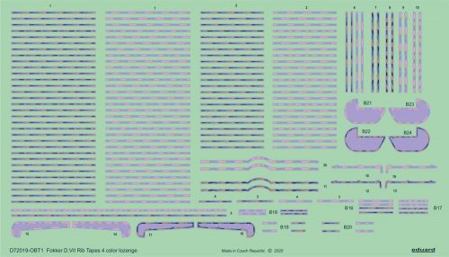 Eduard Fokker D.VII rib tapes 4color lozenge for Eduard 1:72 (D72019)