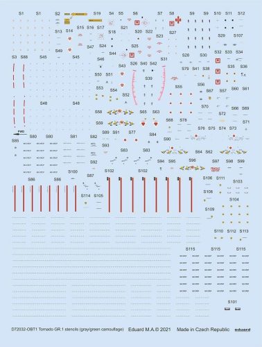 Eduard Tornado GR.1 stencils (gray/green camouflage) 1/72 for REVELL 1:72 (D72032)