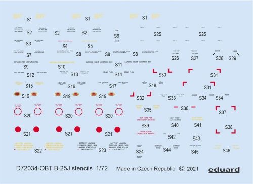 Eduard B-25J stencils 1/72 for HASEGAWA/REVELL 1:72 (D72034)