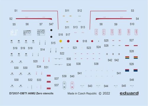 Eduard A6M2 stencils for TAMIYA/AIRFIX/HASEGAWA 1:72 (D72037)