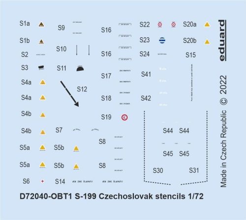 Eduard S-199 Czechoslovak stencils 1/72 1:72 (D72040)