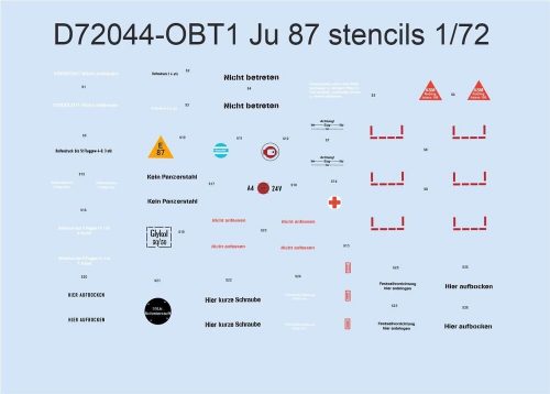 Eduard Ju 87 stencils for ACADEMY/AIRFIX/ITALERI/REVELL 1:72 (D72044)