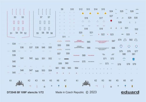 Eduard Bf 109F stencils 1/72 EDUARD 1:72 (D72045)