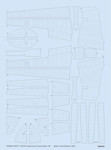 Eduard P-38F/G/H raised rivets & surface details for TAMIYA 1:48 (ER48004)