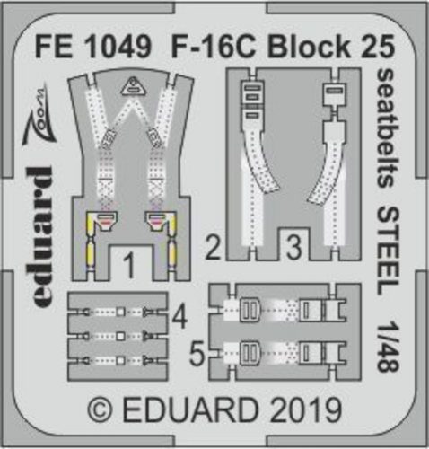 Eduard F-16C Block 25 seatbelts STEEL for Tamiya 1:48 (FE1049)